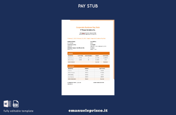 Modello di buste paga di IT House Solutions Co. in stile verificato